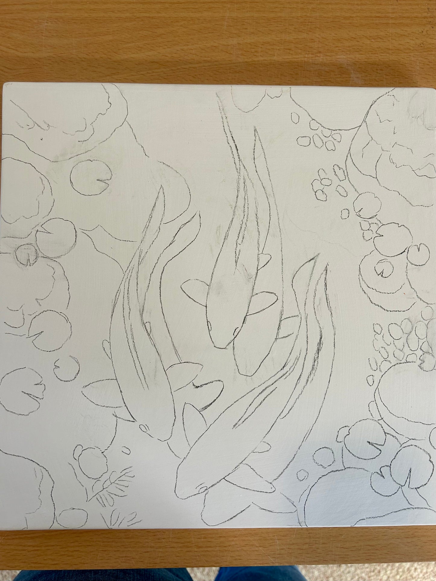 Three Koi, Single Handpainted Tile