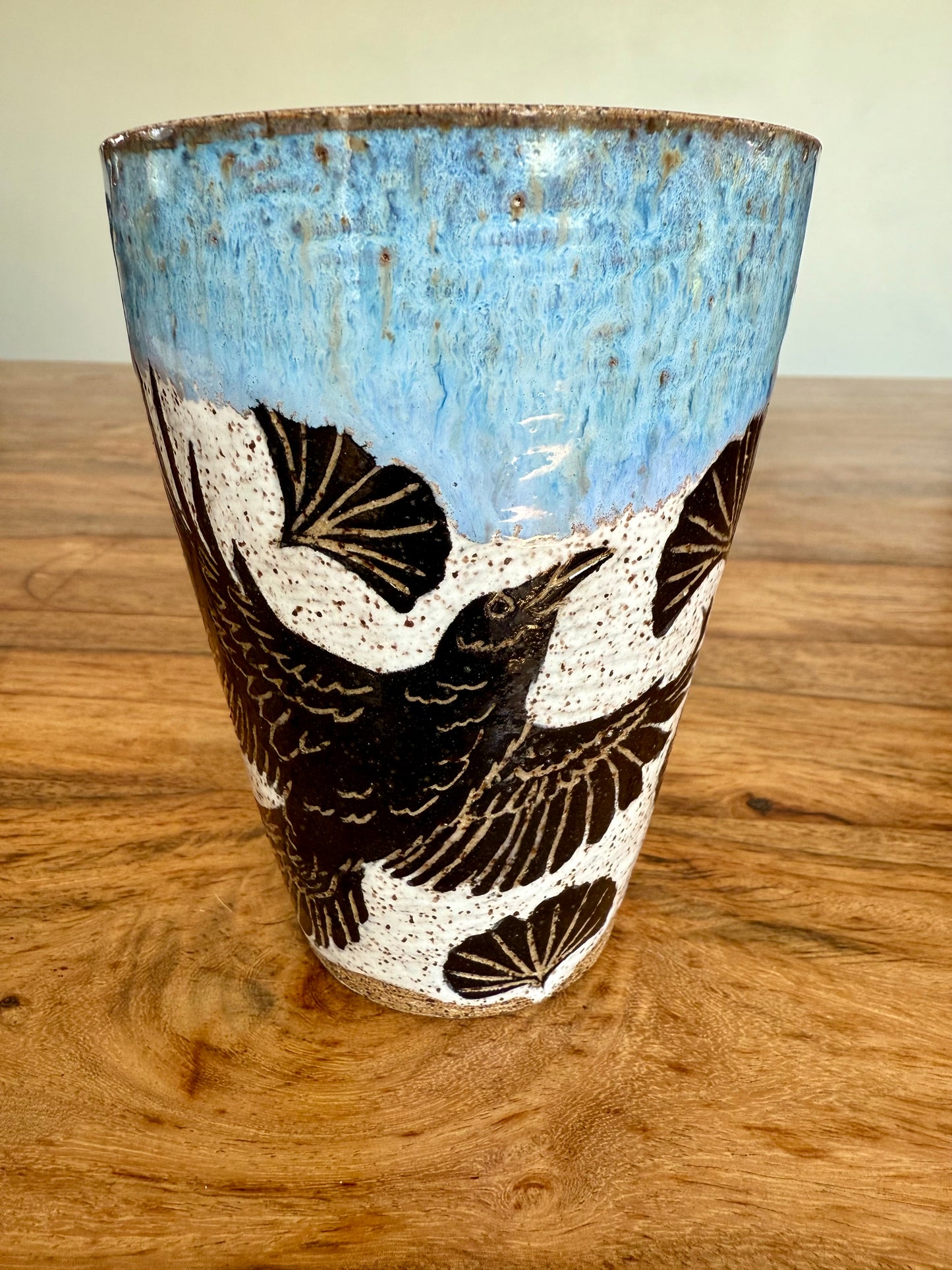 Sgraffito Ravens and Ginko Tumbler