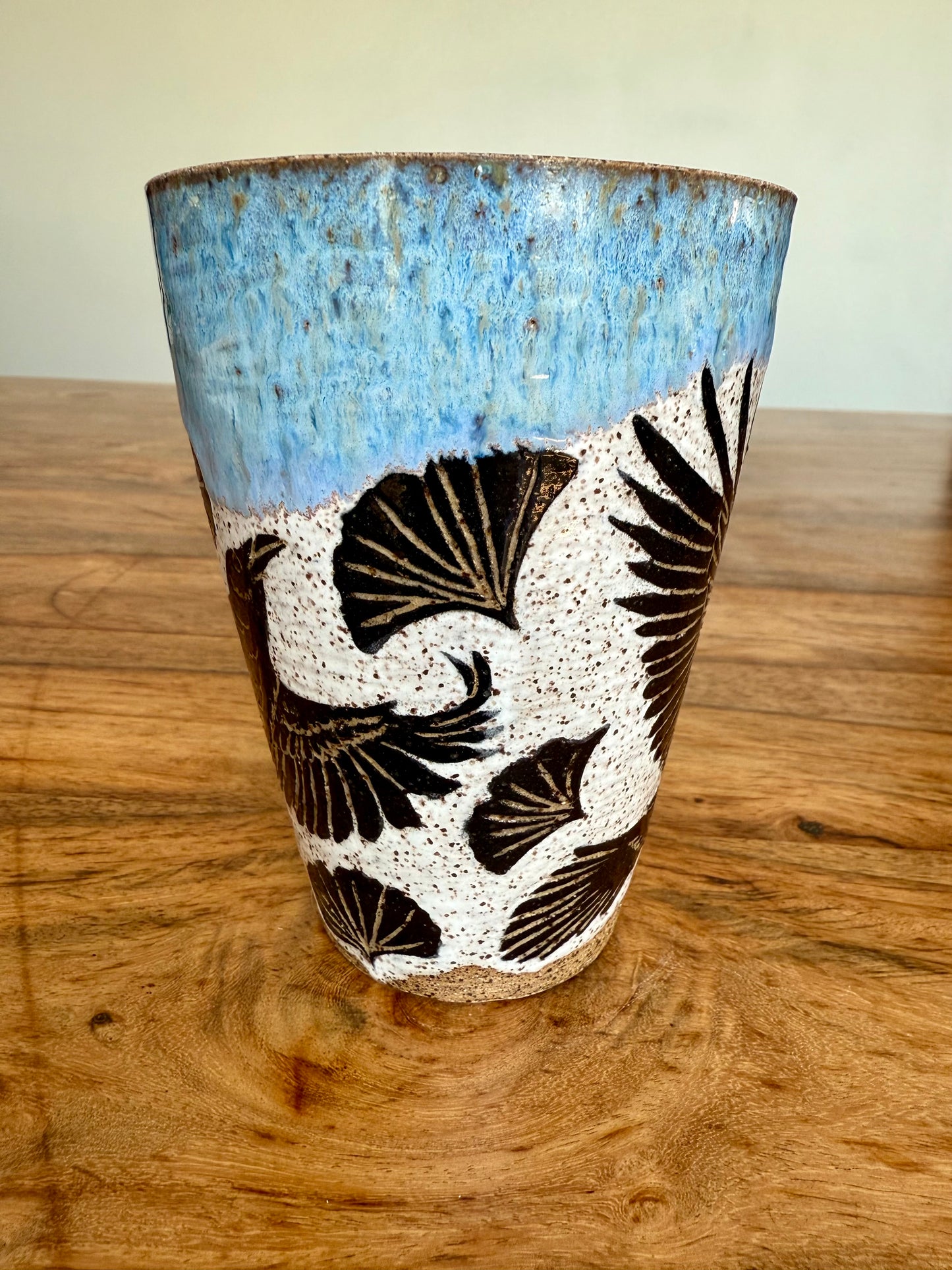 Sgraffito Ravens and Ginko Tumbler