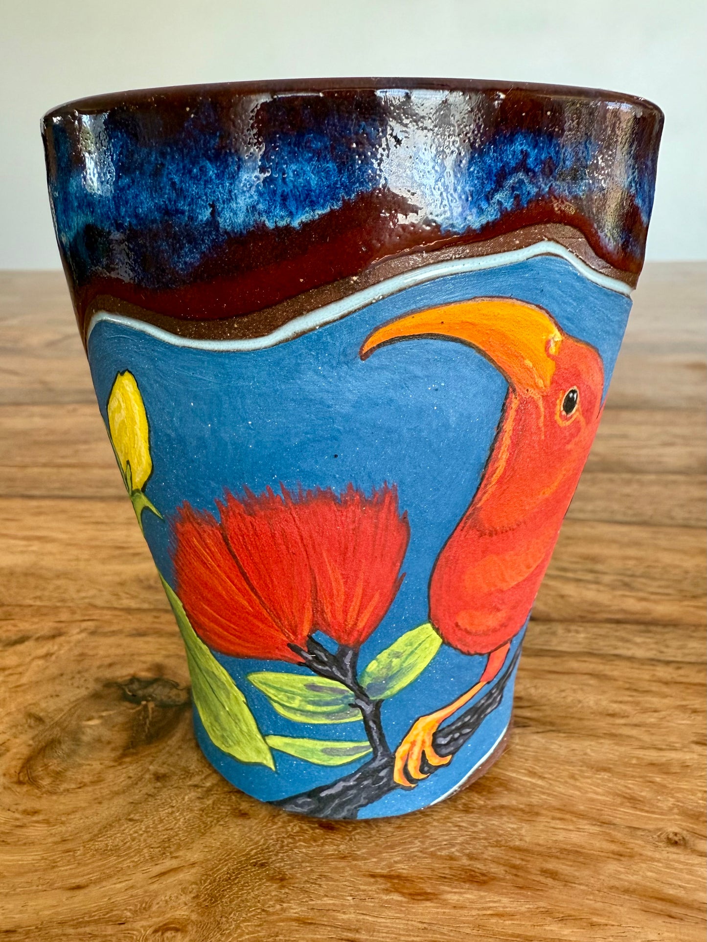 I’iwi, Ohi’a blossoms and Yellow Hibiscus Mug