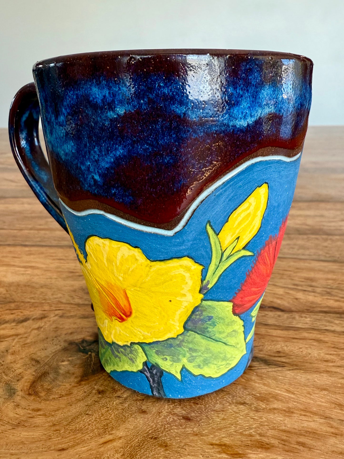 I’iwi, Ohi’a blossoms and Yellow Hibiscus Mug