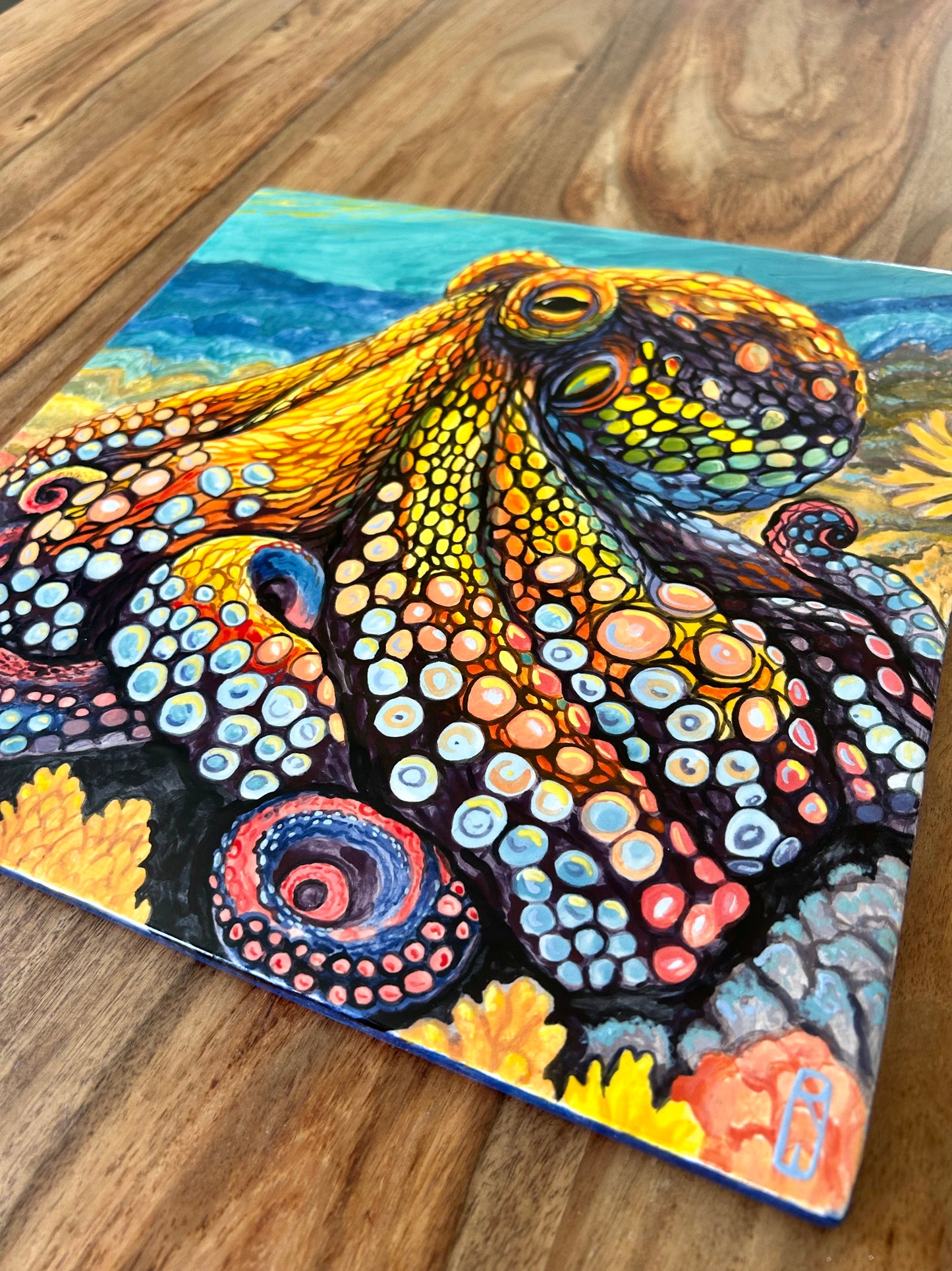 Octopus Garden Handpainted Tile
