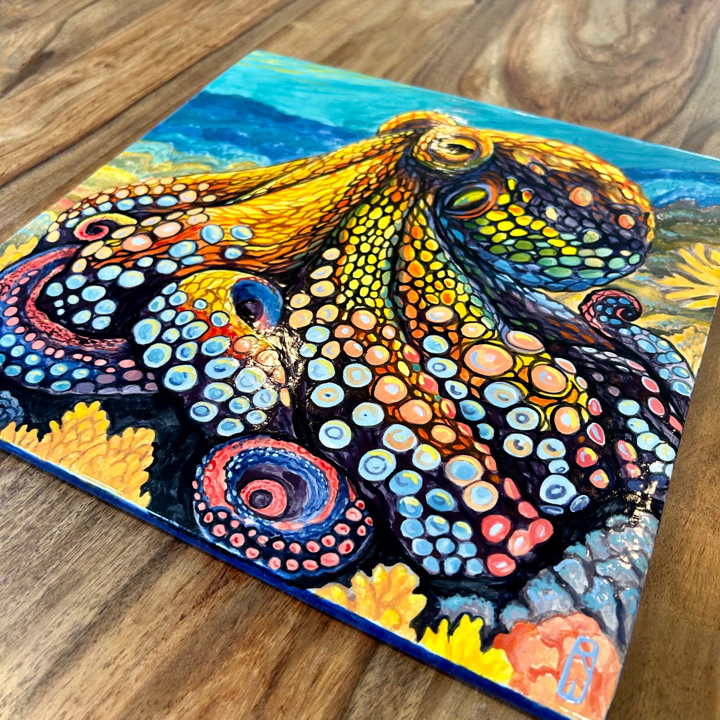 Octopus Garden Handpainted Tile