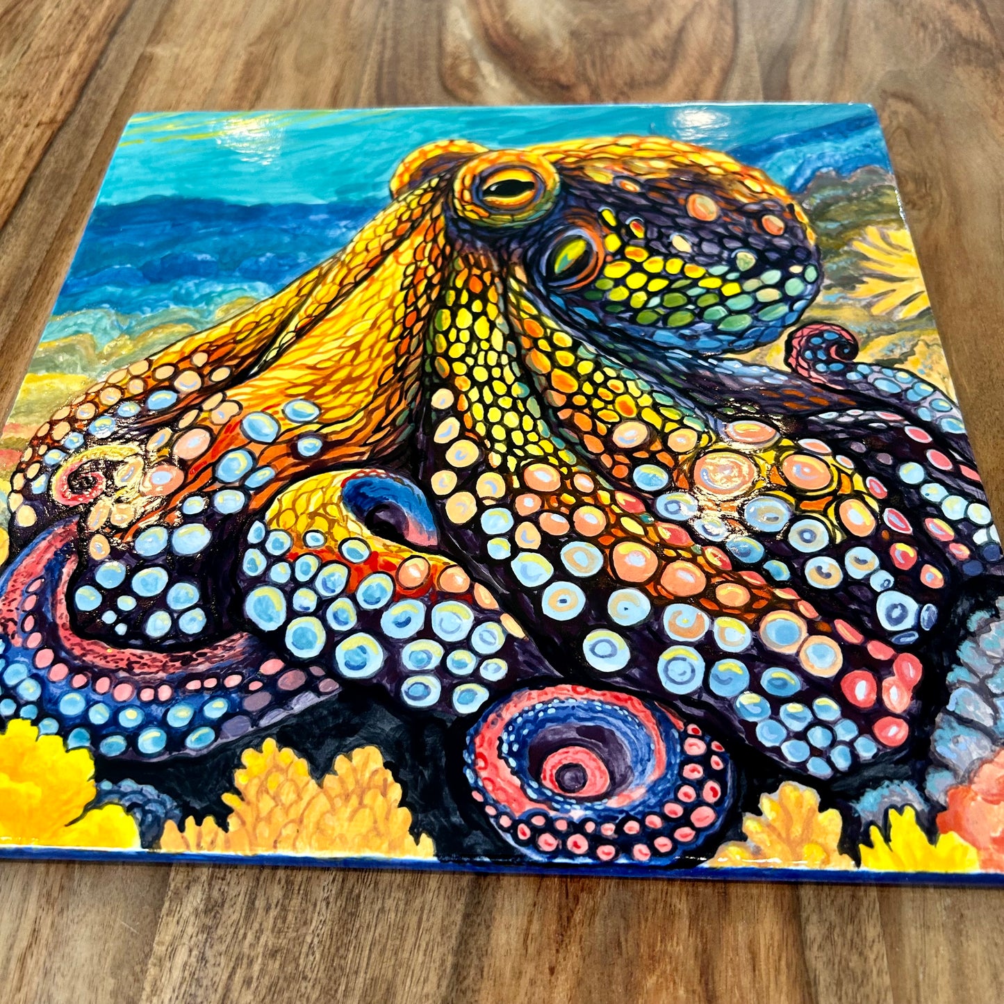 Octopus Garden Handpainted Tile