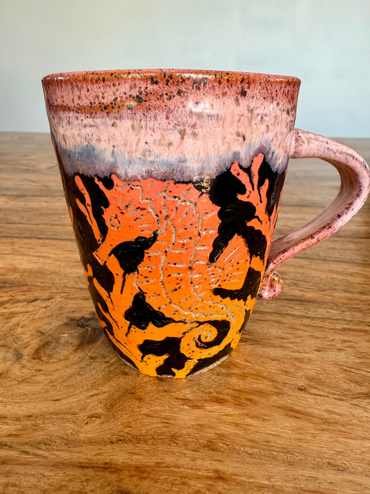 Sgraffito Seahorses and Coral Mug