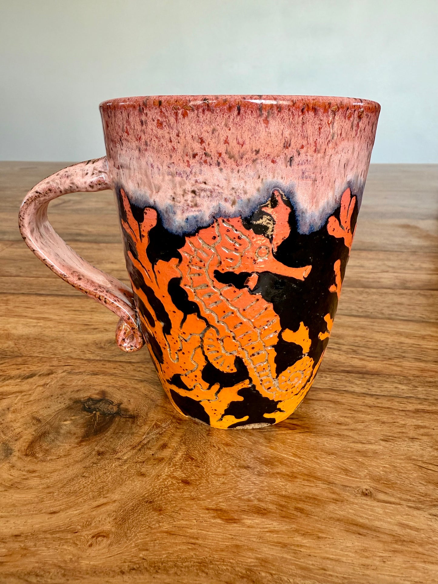 Sgraffito Seahorses and Coral Mug