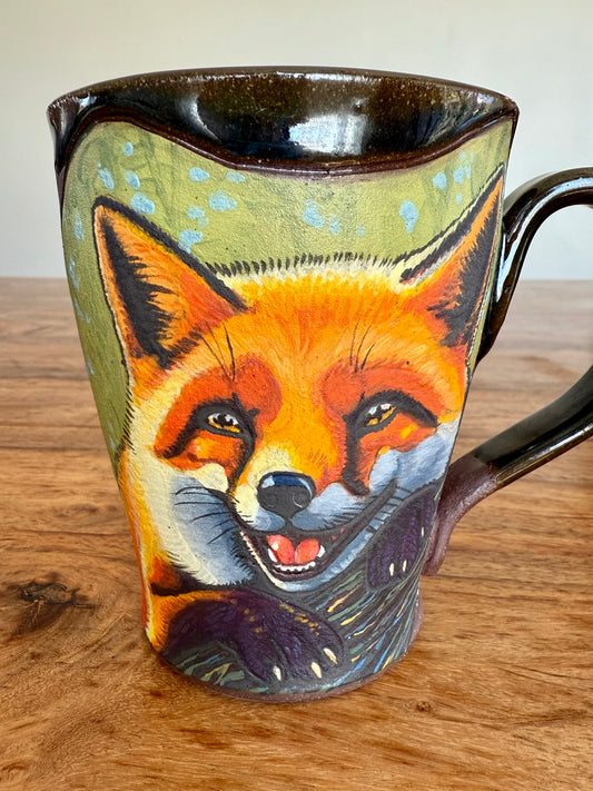 Smiling Fox and Mushrooms Mug