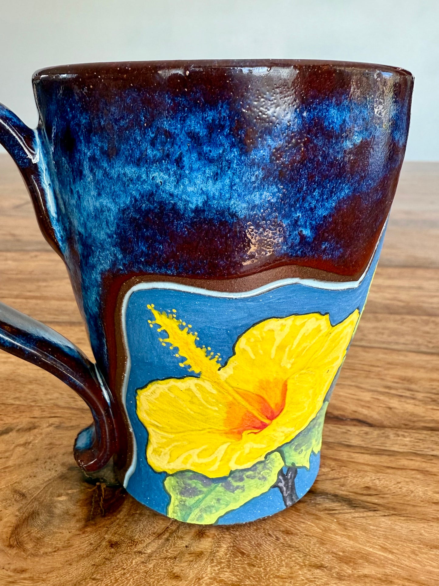 I’iwi, Ohi’a blossoms and Yellow Hibiscus Mug