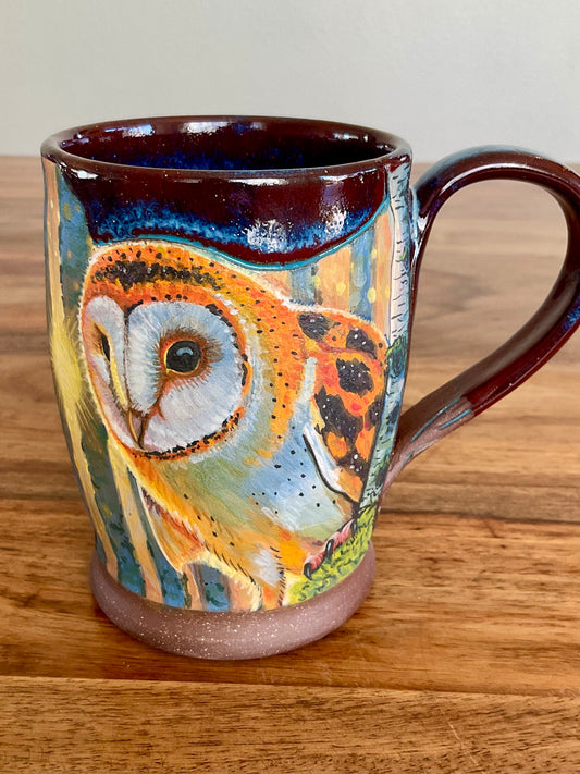 Barn owl in firefly woods mug